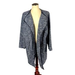 JM Collection Blazer Women's Marled Knit Grey Stripe Work Office Modern Size 2X